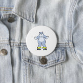 Hippo with Roller skates Ronde Button 7,6 Cm (In situ)