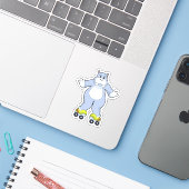 Hippo with Roller skates Sticker (Laptop met iPhone)