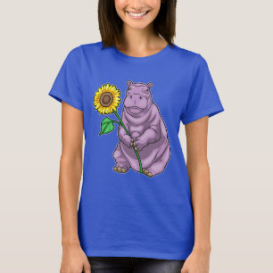 Hippo zonnebloem bloem t-shirt