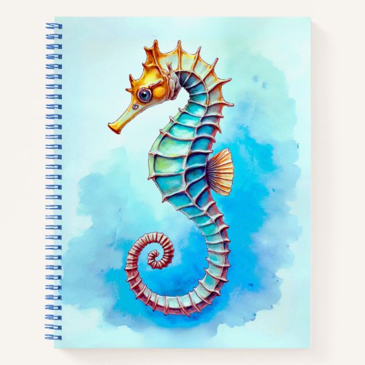 Hippocampe aquarelle sur Turquoise Journal (Devant)