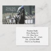 Hippocampe Avec Jockey En Carte de visite Bleu (Devant / Derrière)