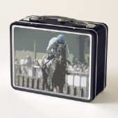 Hippocampe Avec Jockey En Métal Bleu Lunchbox (Dos)
