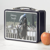 Hippocampe Avec Jockey En Métal Bleu Lunchbox (En situation)