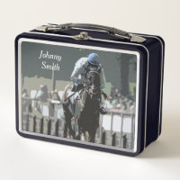 Hippocampe Avec Jockey En Métal Bleu Lunchbox