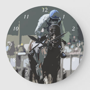 Hippocampe Avec Jockey En Mur Bleu Horloge