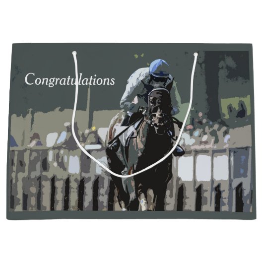 Hippocampe Avec Jockey En Sac Cadeau Bleu (Devant)