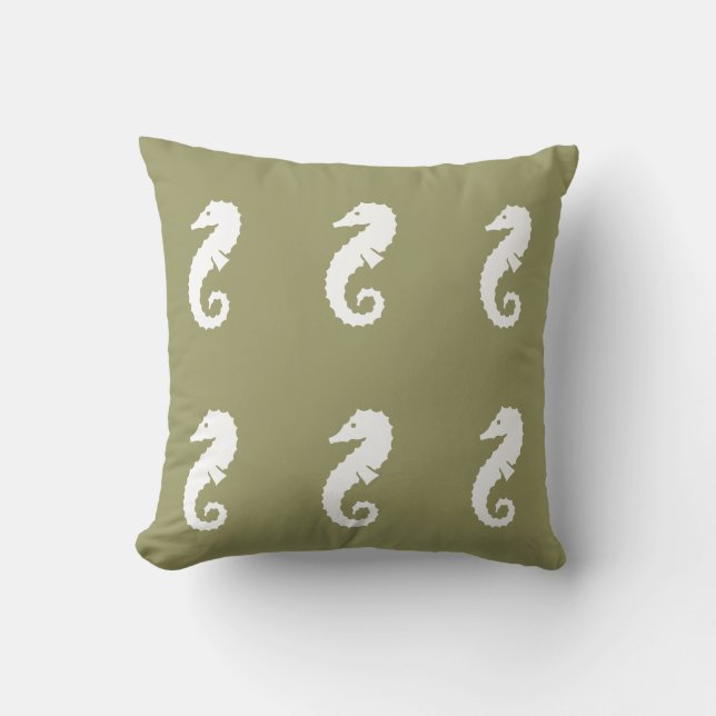 HIPPOCAMPE BLANC sur oreiller GRIS (Recto)