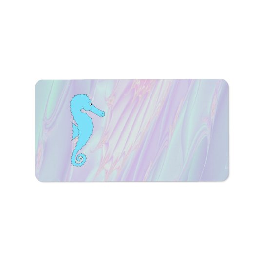 Hippocampe bleu-clair sur l'arrière - plan de étiquette d'adresse