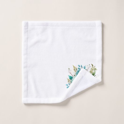 Hippocampe bleu turquoise clair et flore côtière (Gant de toilette)