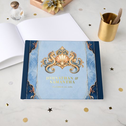 Hippocampe de luxe feuille d'or véritable jour de (Recto ouvert)