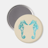 Hippocampe mandala art  Aimant Rond (Recto/Verso)
