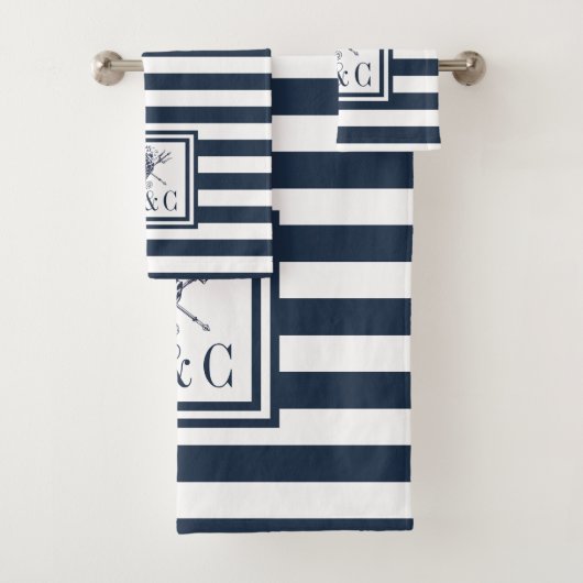 Hippocampe Monogramme Marin Rayure Bleu Marine (En situation)