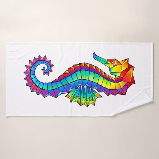 Hippocampe polygonal arc-en-ciel (Serviette de bain)