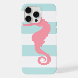 Hippocampe rose sur rayures de menthe