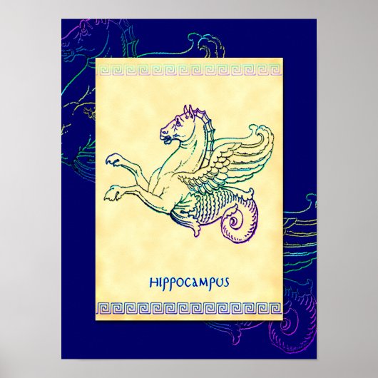 Hippocampus Grieks Zee Paard Kunst Poster (Voorkant)