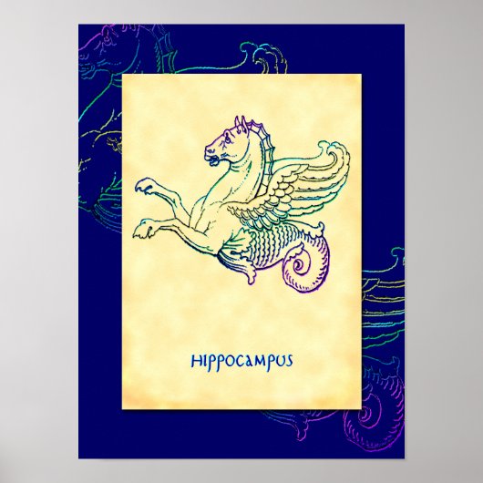 Hippocampus Grieks Zee Paard Kunst Poster (Voorkant)