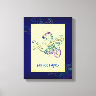 Hippocampus Grieks zeepaardje  kunst gewikkeld bli Canvas Afdruk