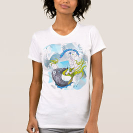 Hippocampus (schedel) met abstracte blauwe geo t-shirt
