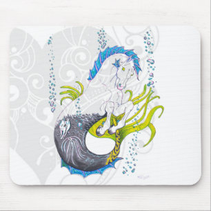 Hippocampus (schedel) met grijs hart muismat