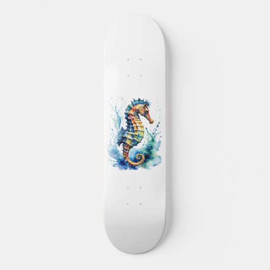 Hippocampus Waterverf Skateboard (Voorkant)