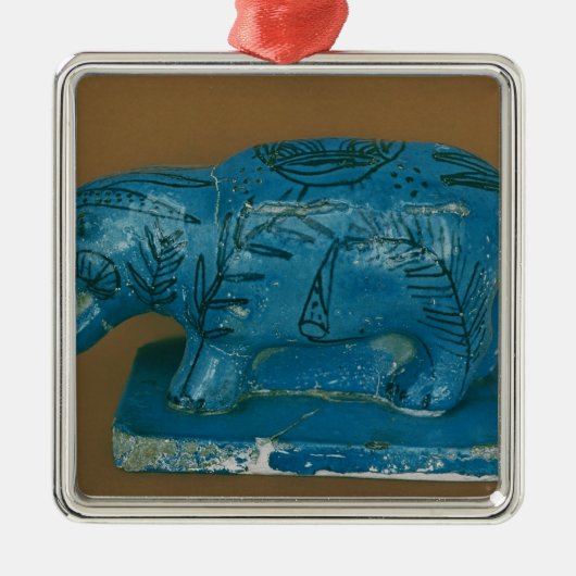 Hippopotame bleu avec la décoration noire (Devant)
