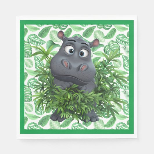 Hippopotame drôle avec serviette en papier à feuil (Devant)