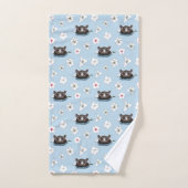 Hippopotame Lotus Blanc Bleu (Serviette à main)