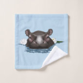 Hippopotame Lotus Blanc Bleu (Gant de toilette)
