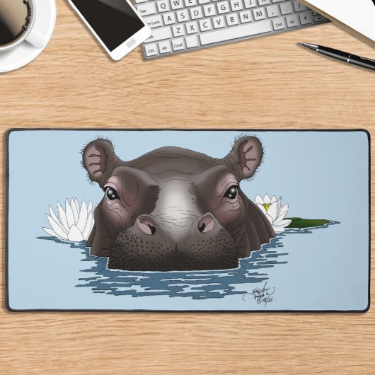 Hippopotame Lotus Blanc Bleu