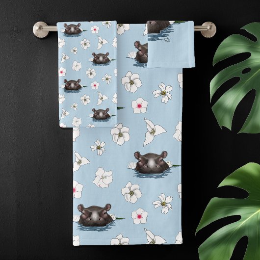 Hippopotame Lotus Blanc Bleu