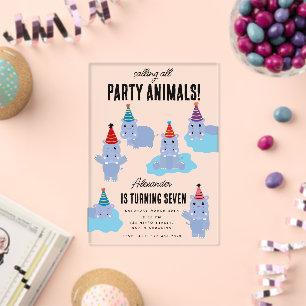 Hippopotame Mignon Invitation Anniversaire Animaux