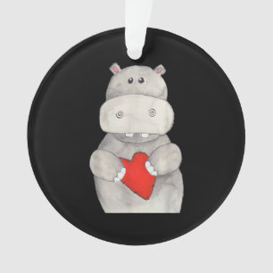 Hippopotame mignon tenant le coeur Love Hippo