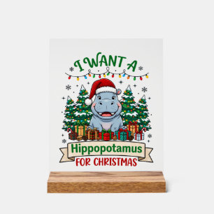 Hippopotame Noël Hippo Chapeau de Père Noël Arbres