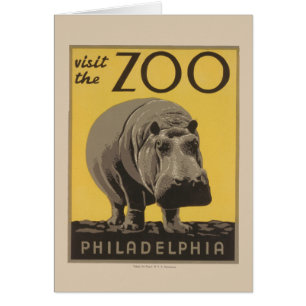 Hippopotame vintage hippo zoo poster wpa