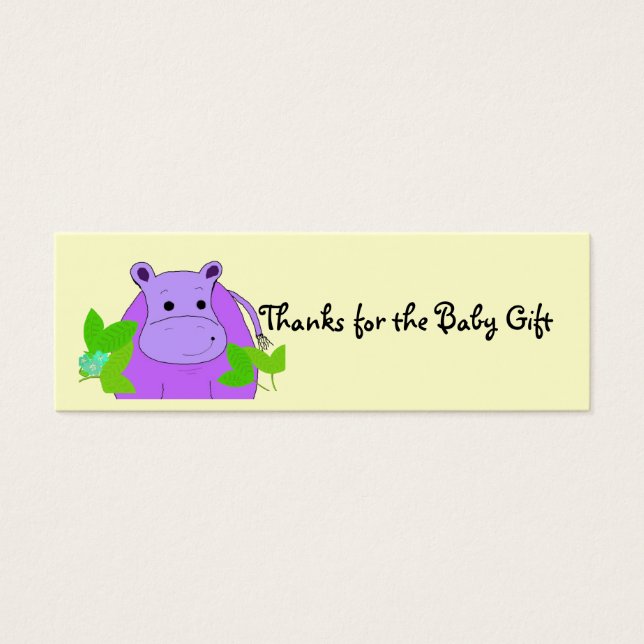 Hippopotame Violet Merci pour le Cadeau de Bébé (Devant)