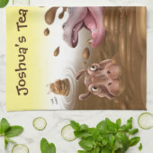 Hippopotames de serviette de thé d'amusement dans (Plié)