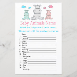 Hippopotamus Baby Animals Name Game