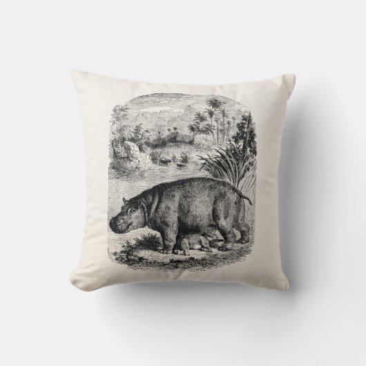  Hippopotamus Baby Persoonlijke Retro Hippo Kussen (Voorkant)