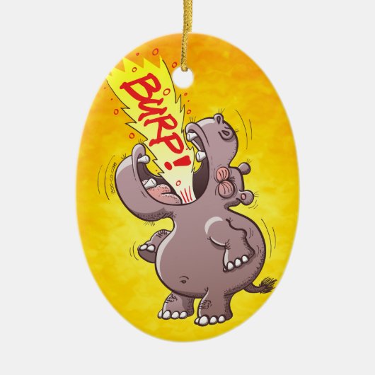 Hippopotamus Burping Louly Keramisch Ornament (Voorkant)