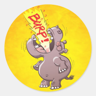 Hippopotamus Burping Louly Ronde Sticker