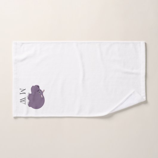 Hippopotamus Design Monogrammed Bad Handdoek (Handdoek)