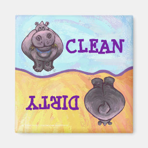Hippopotamus Dirty/Clean Dishwas Magnet Magneet