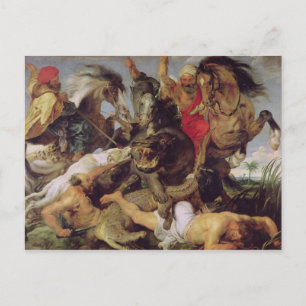 Hippopotamus en Crocodile Hunt, c.1615-16 Briefkaart