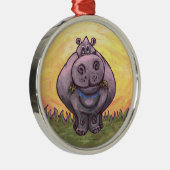 Hippopotamus Gifts & Accessoires Metalen Ornament (Rechts)