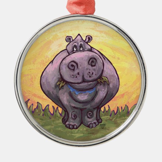 Hippopotamus Gifts & Accessoires Metalen Ornament (Voorkant)