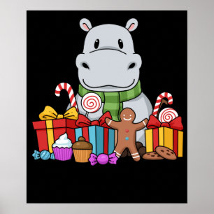 Hippopotamus Gifts Kinder Kerstmis Hippo Poster