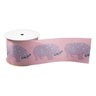 Hippopotamus Girlie Satin Ribbon, 2 Yard Spool Lint