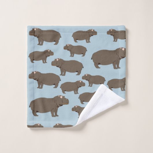 Hippopotamus Hippo Pattern Bad Handdoek (Wasdoekje)