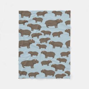 Hippopotamus Hippo Pattern Fleece Deken