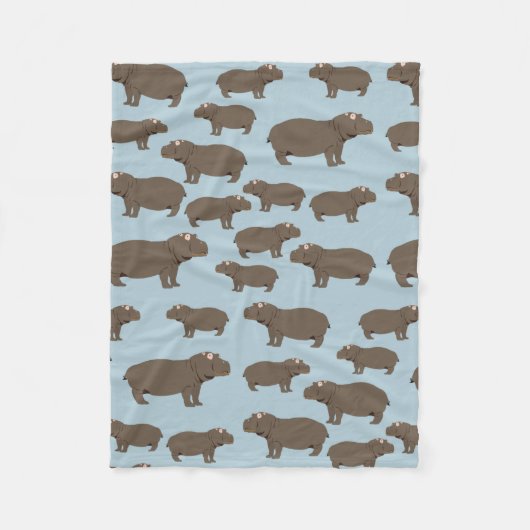 Hippopotamus Hippo Pattern Fleece Deken (Voorkant)